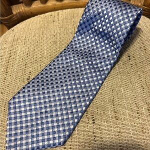 Nicole Miller Blue and Silver Checkered Men's All Silk Tie